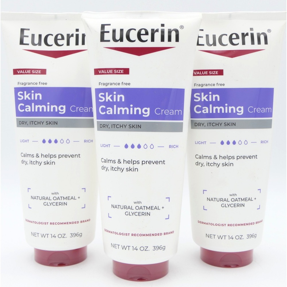 Eucerin Skin Calming Cream Fragrance Free 3 Pack 14 oz Each For Dry Itchy Skin